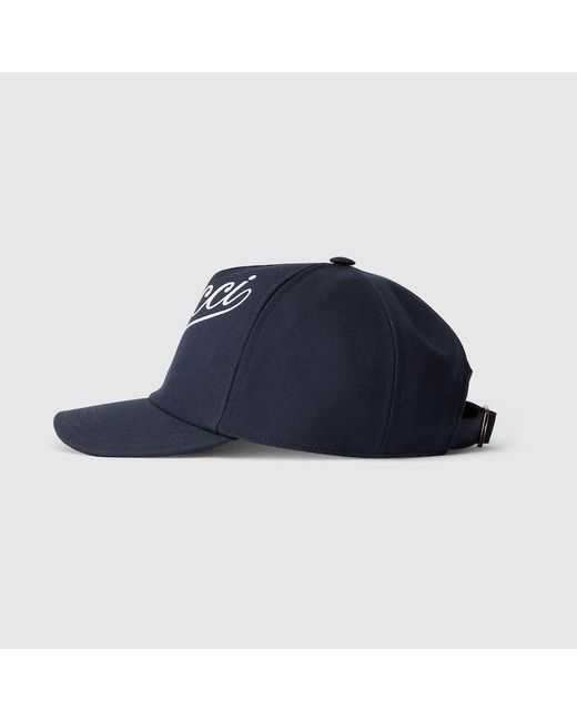 Gucci Blue Baseball Hat With Script for men