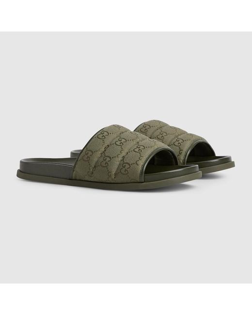 Gucci Green Slide Sandal, Gg Canvas for men