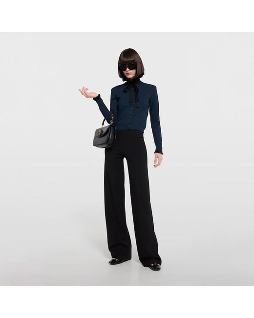 Gucci Blue Gg Fine Fabric Jacquard Cardigan
