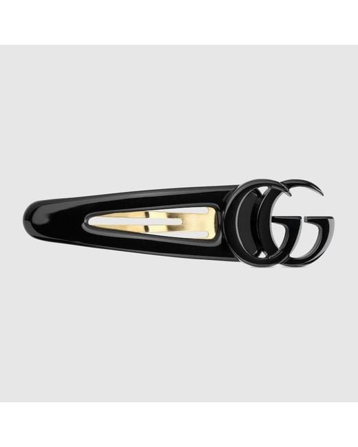 Gucci Black Hair Clip With Double G, Resin