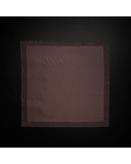 Gucci Brown Gg Silk Twill Jacquard Carré