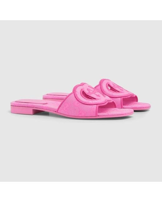 Sandalia con GG Para Mujer Gucci de color Pink