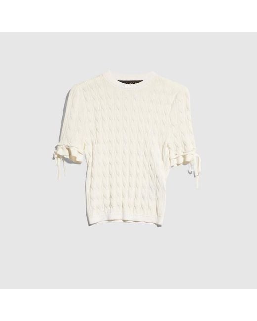Gucci Natural Braided Cotton Blend Top