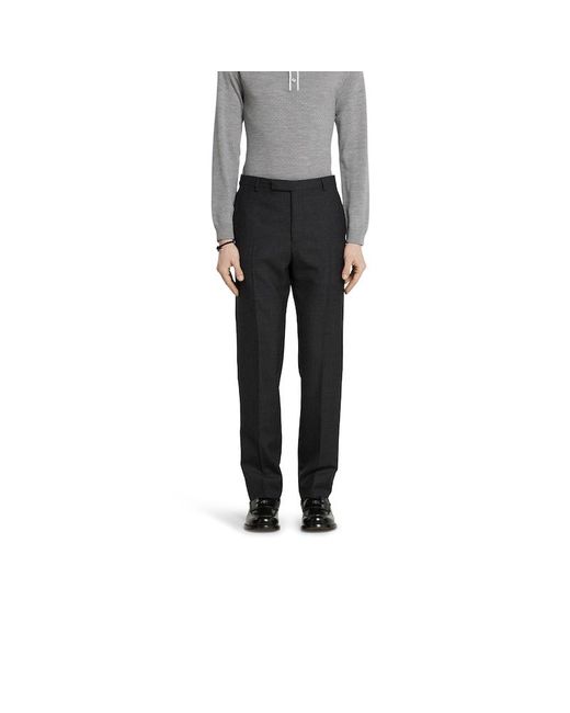 Gucci Hose Aus Wolle Mit Hahnentrittmuster Und Stickerei, Größe in Black für Herren