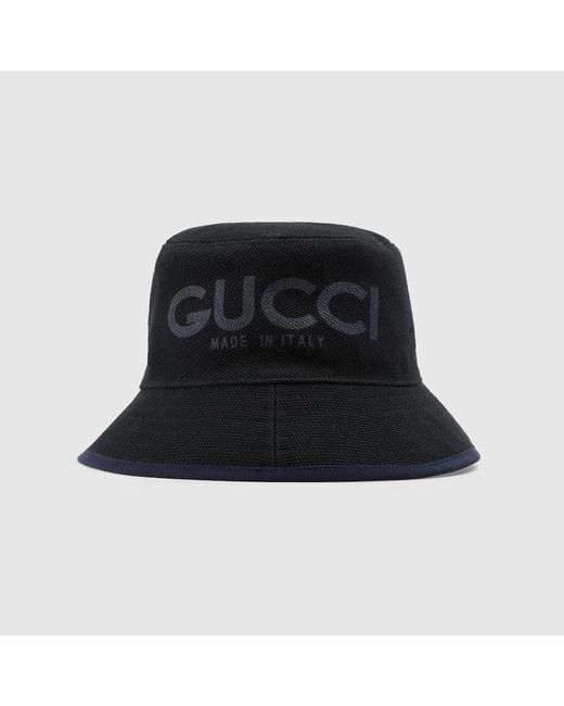 Gucci Black Bucket Hat With Print for men