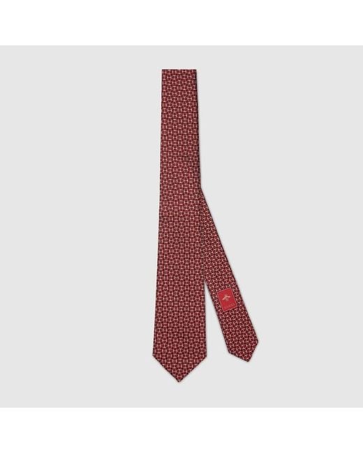 Gucci Krawatte Aus Seidenjacquard Mit Horsebit in Red für Herren