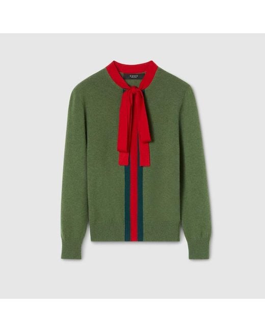 Gucci Green Knit Cashmere Sweater With Ribbon for men