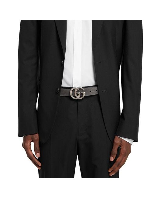 Gucci Black Gg Marmont Thin Belt, Size 100 for men