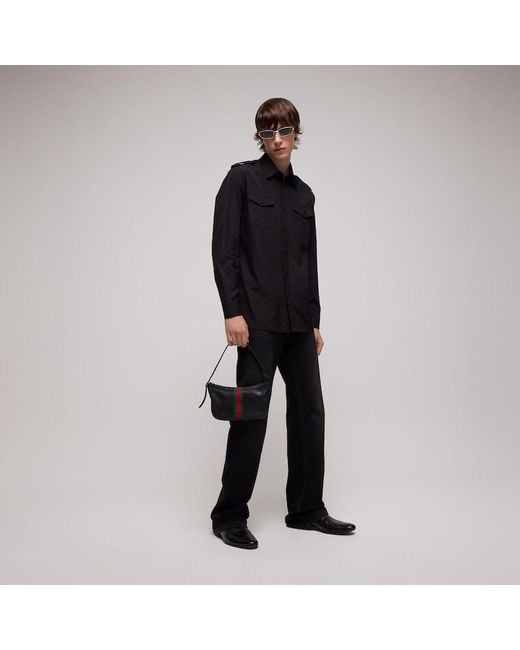 Gucci Black Gg Cotton Poplin Shirt for men