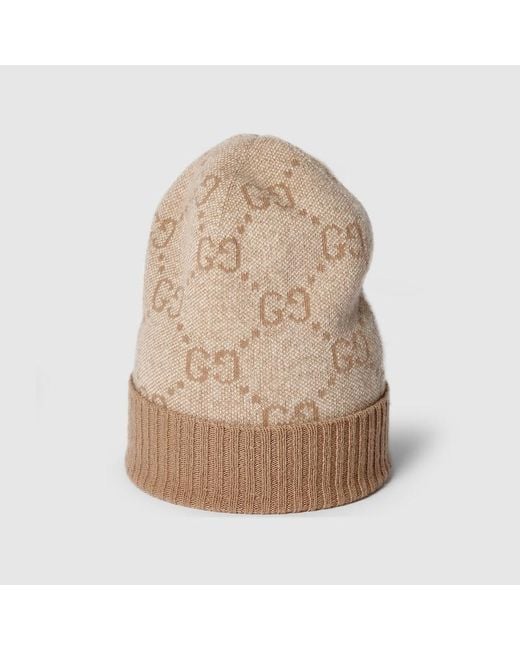 Gucci Natural Gg Cashmere Lamé Hat