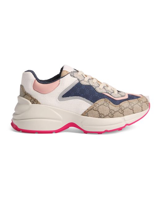 Gucci Canvas gg Rhyton Sneaker in Beige 