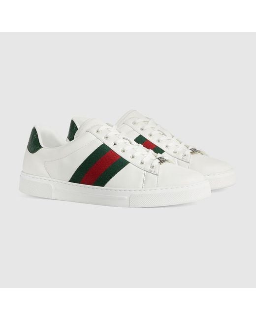 Sneaker Ace Con Dettaglio Web di Gucci in White da Uomo
