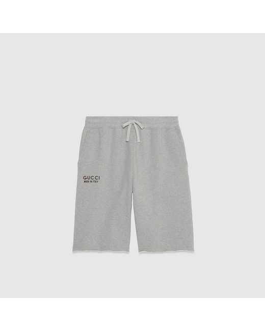 Shorts In Cotone Stampato di Gucci in Gray da Uomo