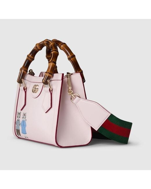 Gucci 〔グッチ ダイアナ〕日本限定 ヒグチユウコ スモール トートバッグ, ピンク, レザー Pink