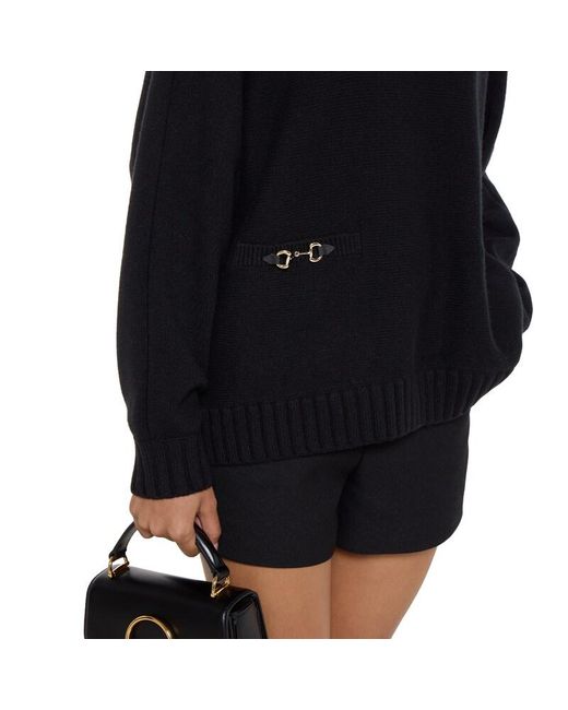 Gucci Black Wool Cashmere Sweater With Horsebit, Ready-To-Wear