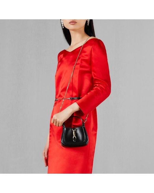 Gucci 〔グッチ ジャッキー 1961〕スーパーミニ バッグ, ブラック, Leather Black