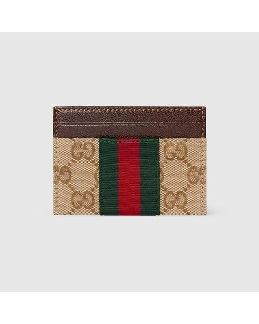 Gucci Brown Gg Card Case With Web, Gg Canvas for men