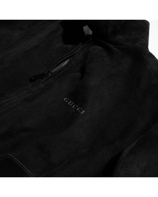 Gucci Black Soft Light Suede Bomber Jacket for men