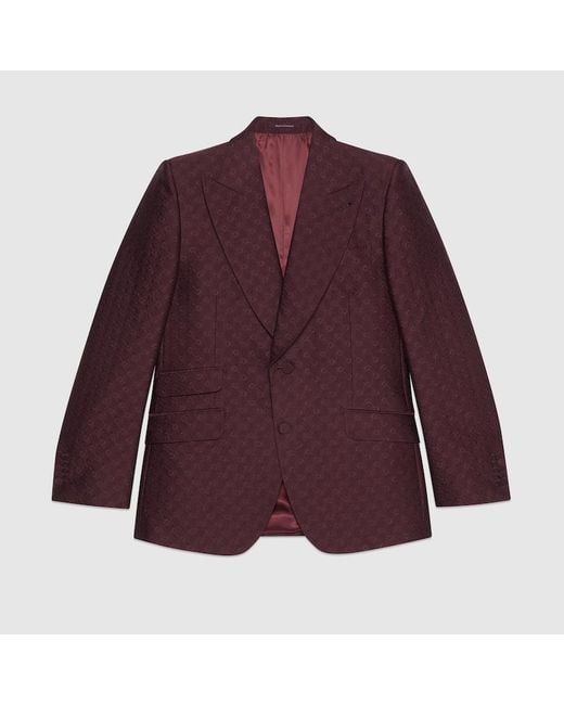 Gucci Purple Horsebit Wool Silk Jacquard Jacket for men
