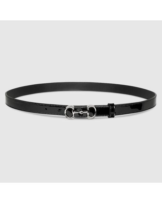 Gucci Black Thin Belt With Horsebit Buckle, Size 100
