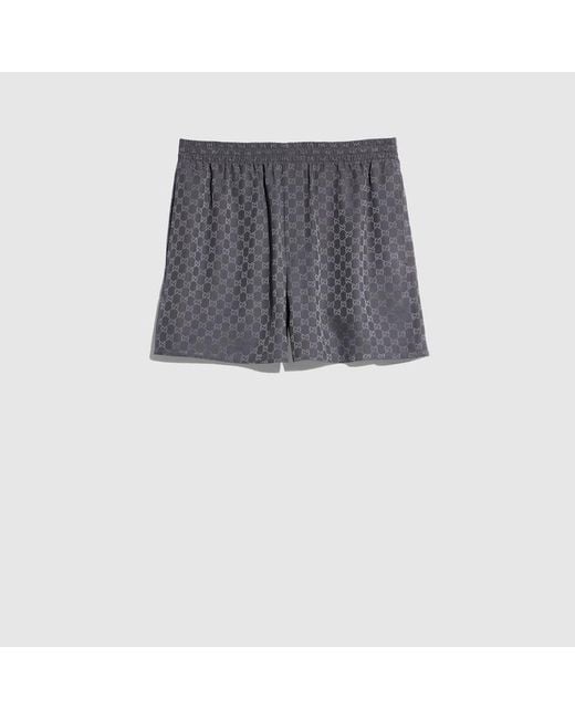 Gucci Gray Gg Silk Jacquard Shorts for men