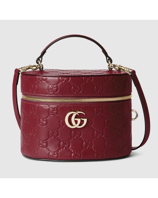 Gucci Red Leather Double G Beauty Case