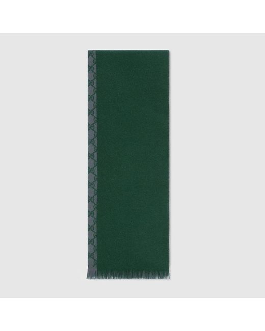 Gucci Green Gg Wool Jacquard Scarf, Wool for men