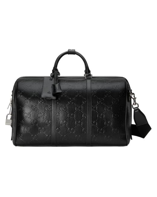 Gucci Black GG Embossed Duffle Bag GG Leather for men