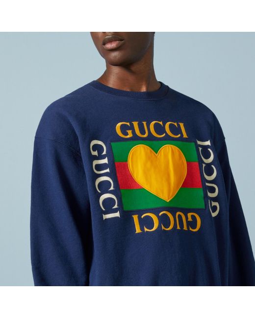 Gucci Cotton Jersey Sweatshirt in Blue for Men | Lyst