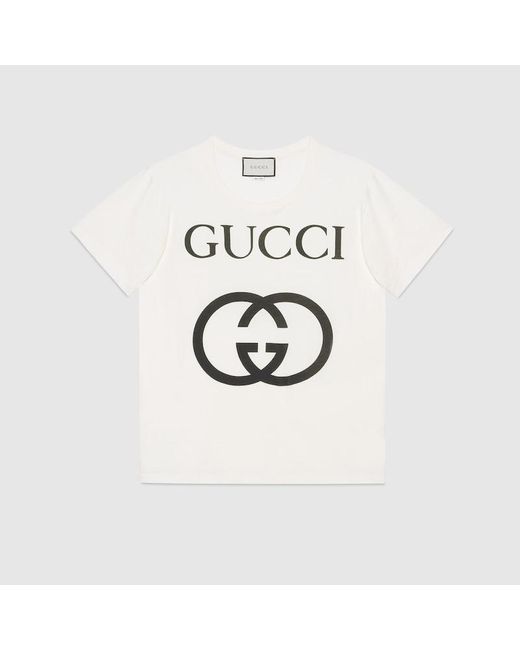 Gucci Natural Oversize T-shirt With Interlocking G for men