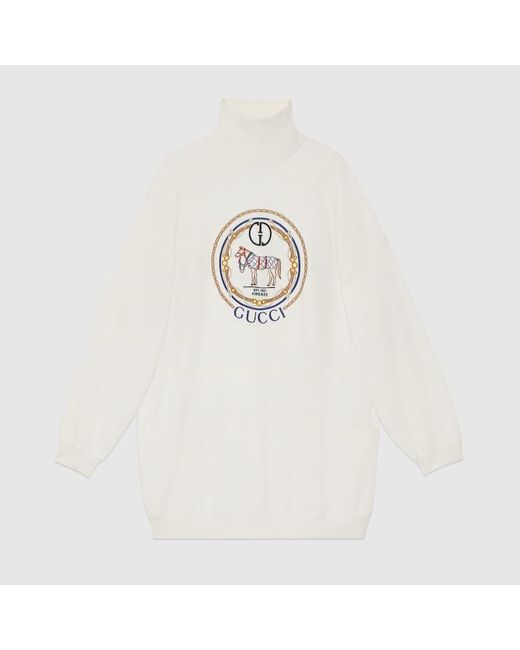 Gucci White Jersey Sweatshirt With Embroidery