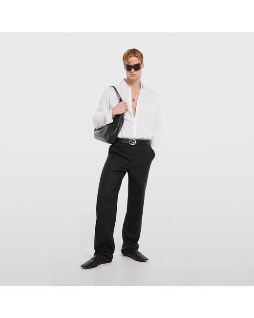 Gucci White Gg Silk Jacquard Shirt, Size 15 for men