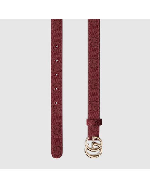 Gucci Red Gg Marmont Thin Belt, Size 100