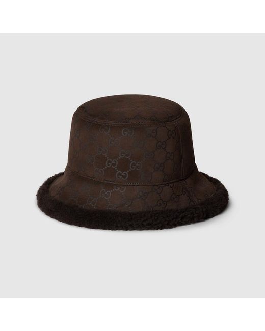 Gucci Brown Gg Suede And Merino Wool Hat