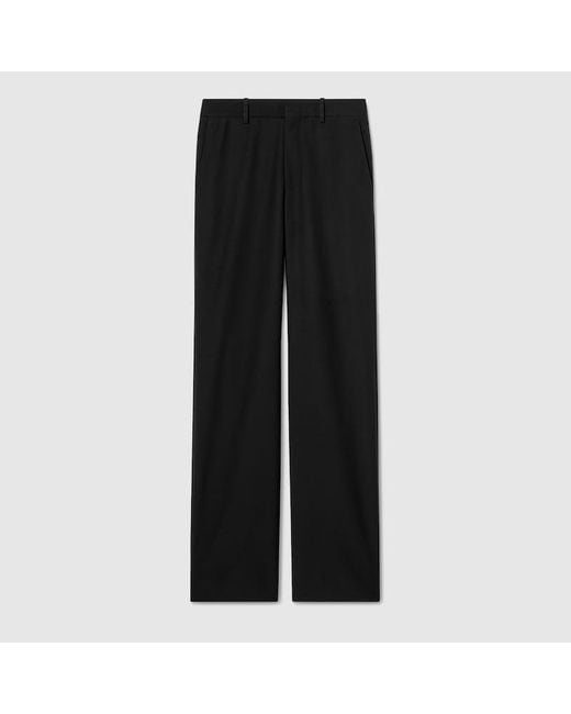 Gucci Black Wool Silk Twill Pants for men