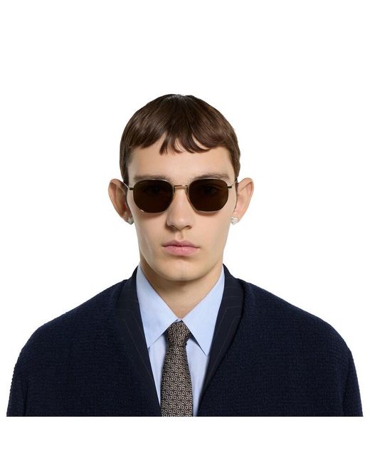 Gucci Brown Round Frame Sunglasses for men