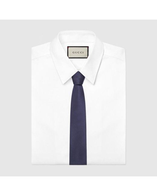Gucci Blue Silk Tie With Double G Detail for men