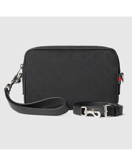 Gucci Black Gg Canvas Small Crossbody Bag, Gg Canvas for men
