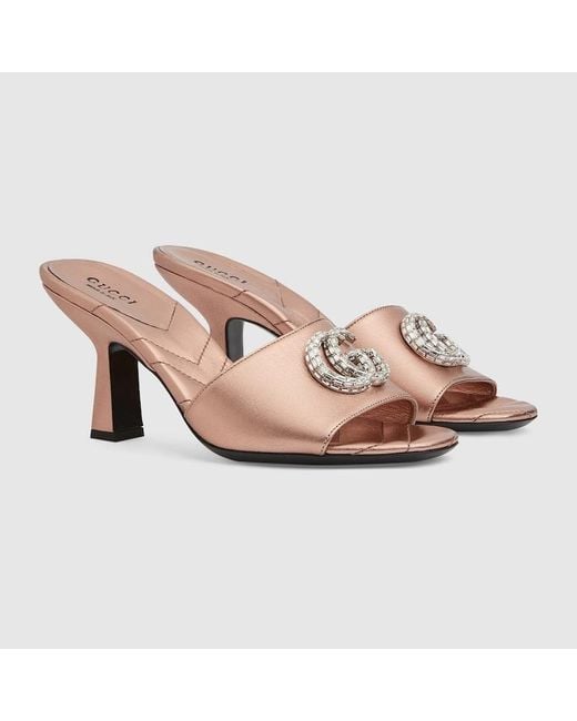 Sandalo Slider Con Doppia G di Gucci in Pink