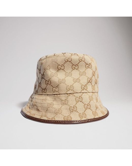 Gucci Natural Gg Cotton Canvas Bucket Hat