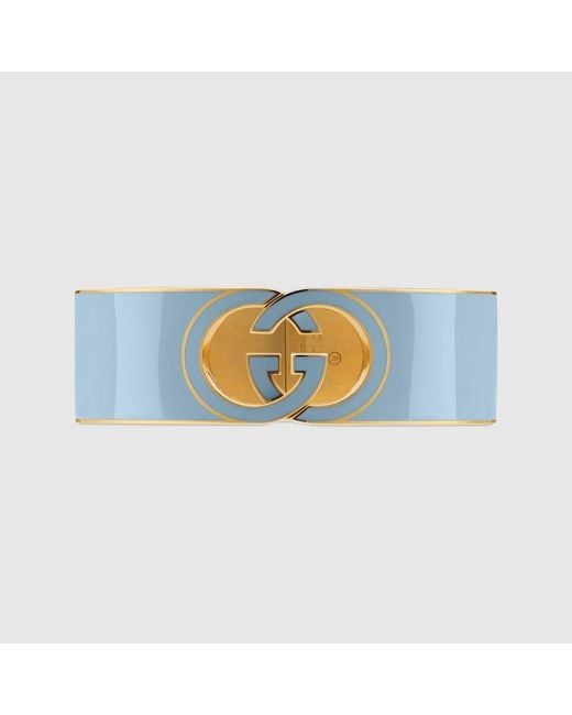 Gucci Blue Interlocking Armspange Mit Emaille, Grösse