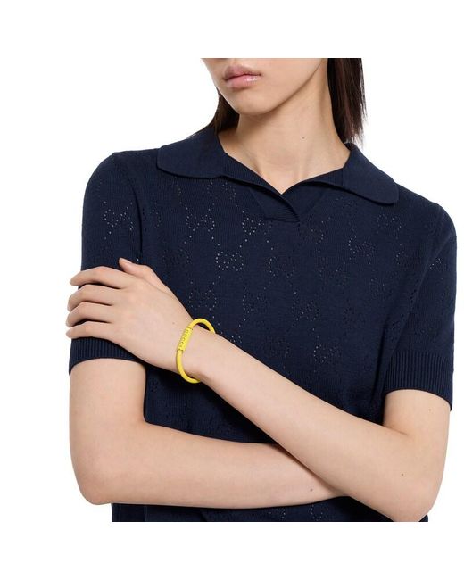Gucci Metallic Bracelet With Enamel, Size S, Leather