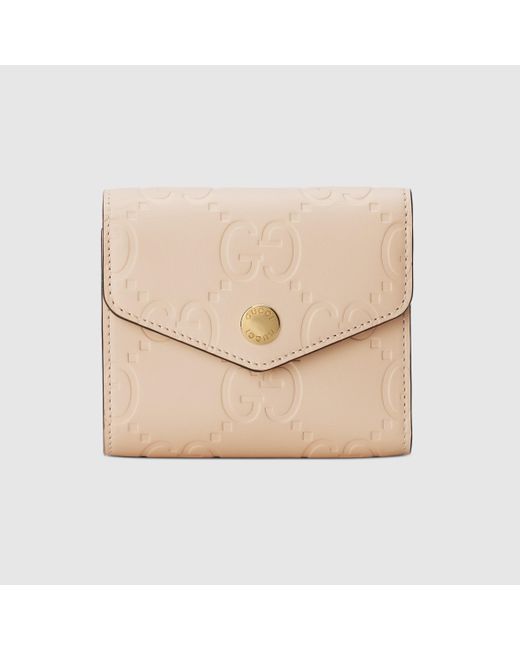 Gucci GG ミディアム ウォレット, ピンク, Leather Natural