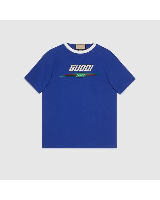 Gucci Blue T-shirt With Print for men