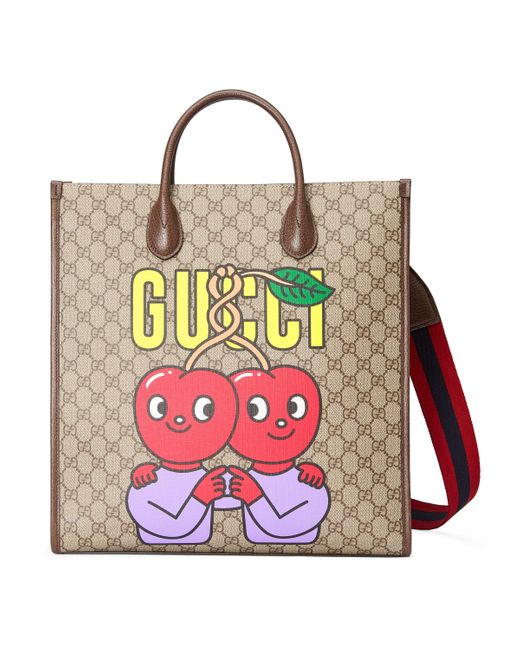 Gucci Cherry Print Medium Tote in Natural for Men | Lyst