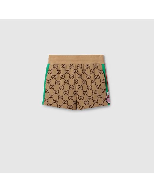 Gucci Natural Maxi GG Canvas Shorts With Patch
