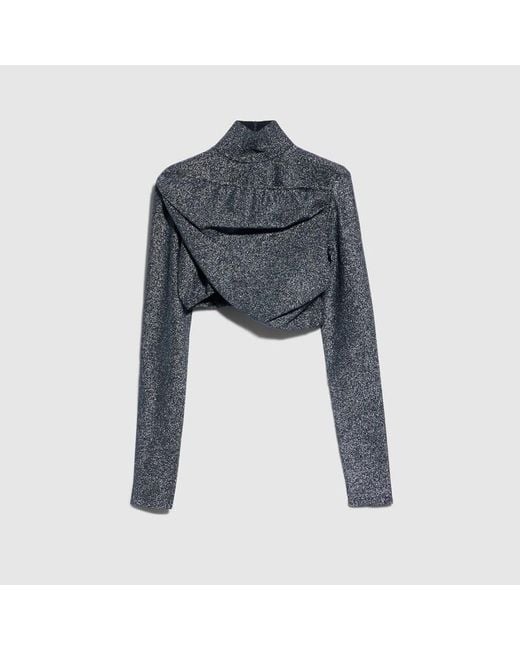 Gucci Gray Stretch Viscose Lamé Cropped Top