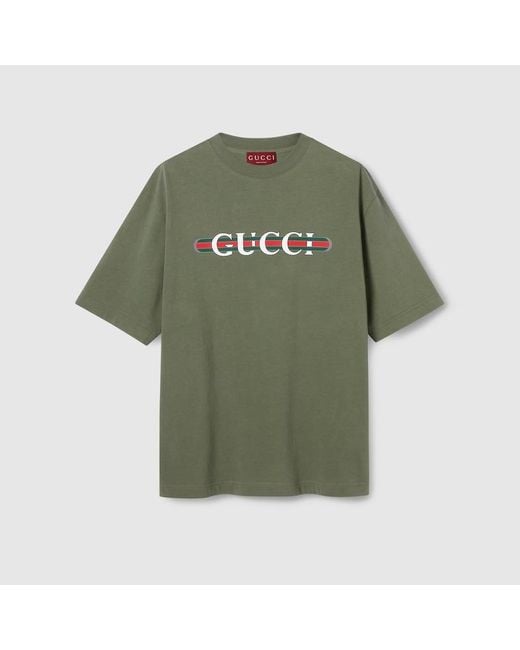 Gucci T-Shirt Aus Schwerem Baumwolljersey Mit Print, Grösse in Green für Herren