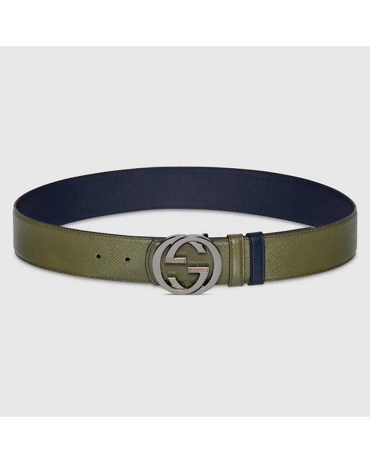 Gucci Blue Reversible Belt With Interlocking G Buckle, Size 100 for men