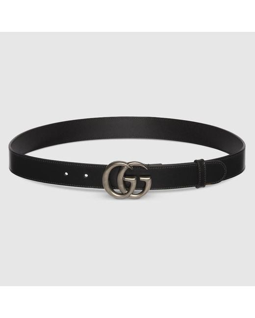 Gucci Black Gg Marmont Thin Belt, Size 100 for men